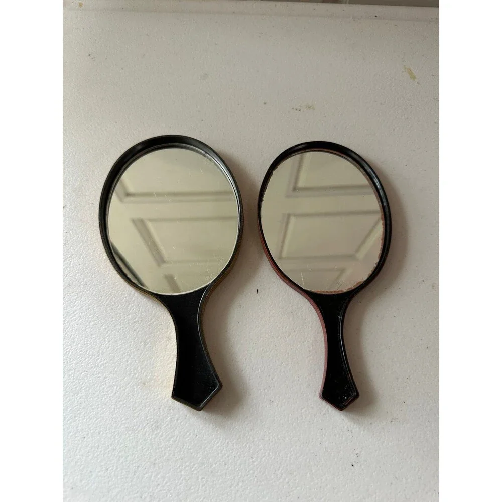 Vintage Mid Century Modern Art Deco Plastic Nesting Handheld Vanity Mirrors